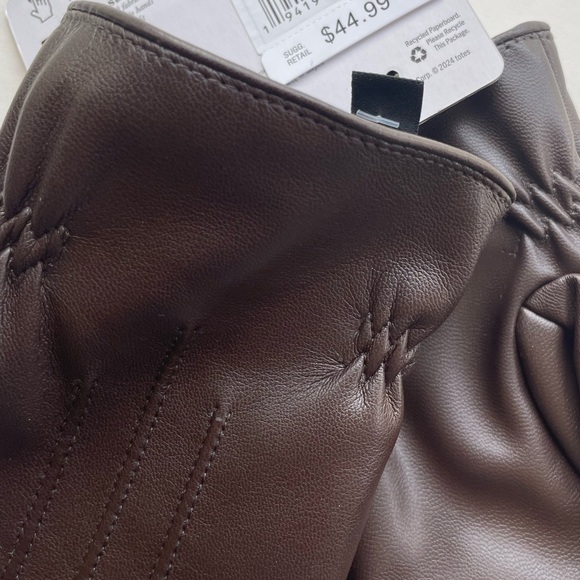 Men's Gloves Faux Leather Gathered Wrist  isotoner Insulated Large - Picture 6 of 7